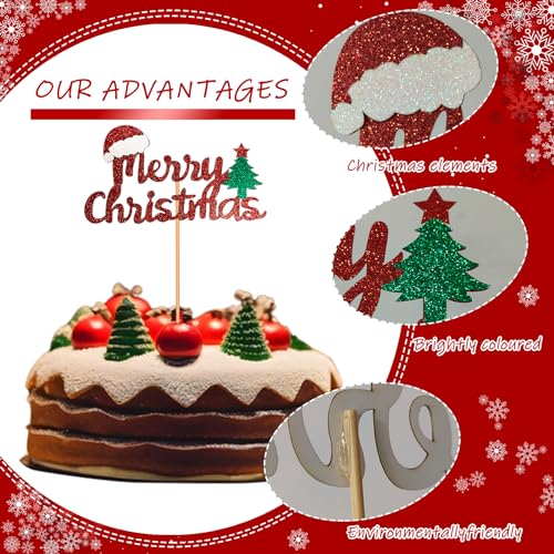 Hoxieya M-C-T Christmas Cake Topper Merry Christmas Cupcake Toppers Xmas Holiday Cake Toppers Festive Decorative Cake Accessories Party Cake Decoration thumb #5