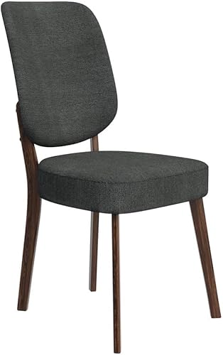 Miniatura 6 de Handy Living Juego de 2 sillas de comedor tapizadas sin brazos gris carbón