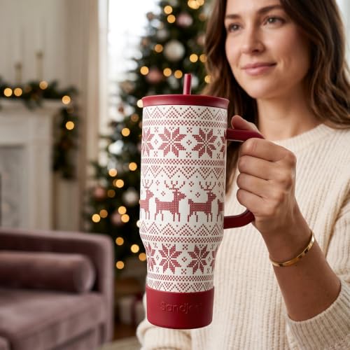 Image of Ugly Christmas Stainless Steel Slider Tumbler with Handle 40 Ounces with Lid, Travel Cup, Insulated Bottles for Girls Women