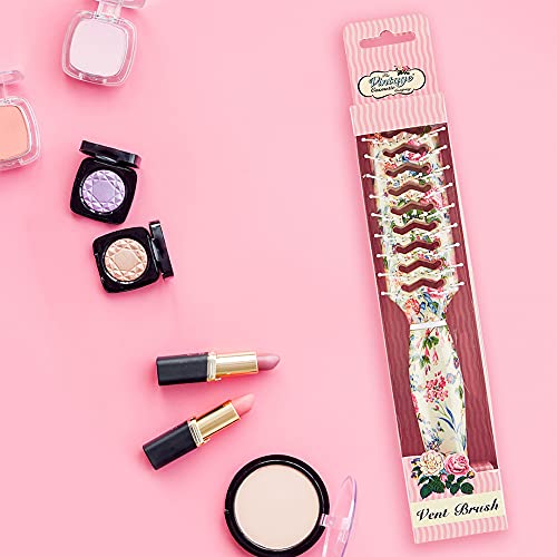 The Vintage Cosmetic Company | Vent Hair Brush | W/Flexible Nylon Bristles & Rounded Pins | Allows Warm Airflow For Quick Blow Dry | Massage Scalp & Volumize | For All Hair Types/Lengths | Floral #TOP2