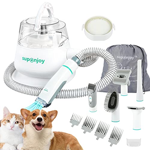 Supenjoy Pet Grooming Vacuum Kit Suction 99% Pet Hair, Low Noise Dog Vacuum For Shedding Grooming With 5 Grooming Tools, Extra Hepa Filter, 1.2L Dust Box, Trim And Brush For Shedding Dog Cat Pet Hair #TOP18