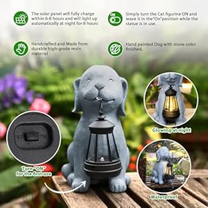 Solar Dog Statues for Garden Decorations Solar Garden Statues for Patio, Balcony, Yard Ornament Unique Housewarming Gifts Figurine Lights, Gray Solar Dog Statues for Garden Decorations Solar Garden Statues for Patio Balcony Yard Ornament Unique Housewarming Gifts Figurine Lights Gray