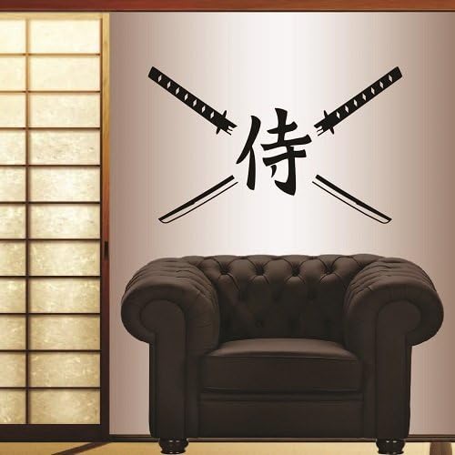 In-Style Decals Wall Vinyl Decal Home Decor Art Sticker Japanese Samurai Swords and Kanji Characters Fighting Martial Arts Sports Room Removable Stylish Mural Unique Design 437
