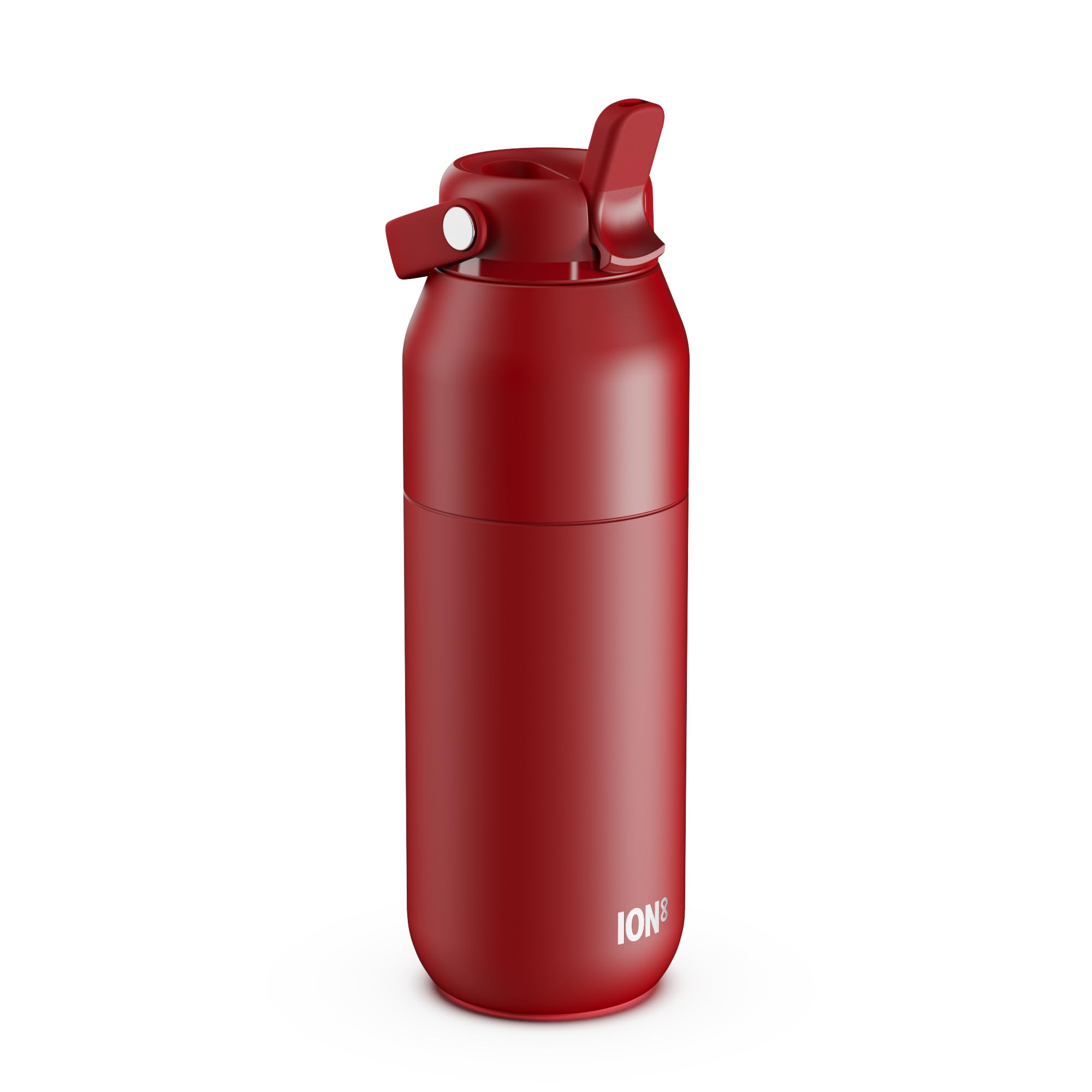 ION8 Primo Urban Insulated Water Bottle 720 ml (24 oz) – Leakproof Stainless Steel Bottle with Straw Lid, Fast Flow, Vacuum Insulated Cold Drinks, Cup Holder Friendly, Dishwasher Safe, Red