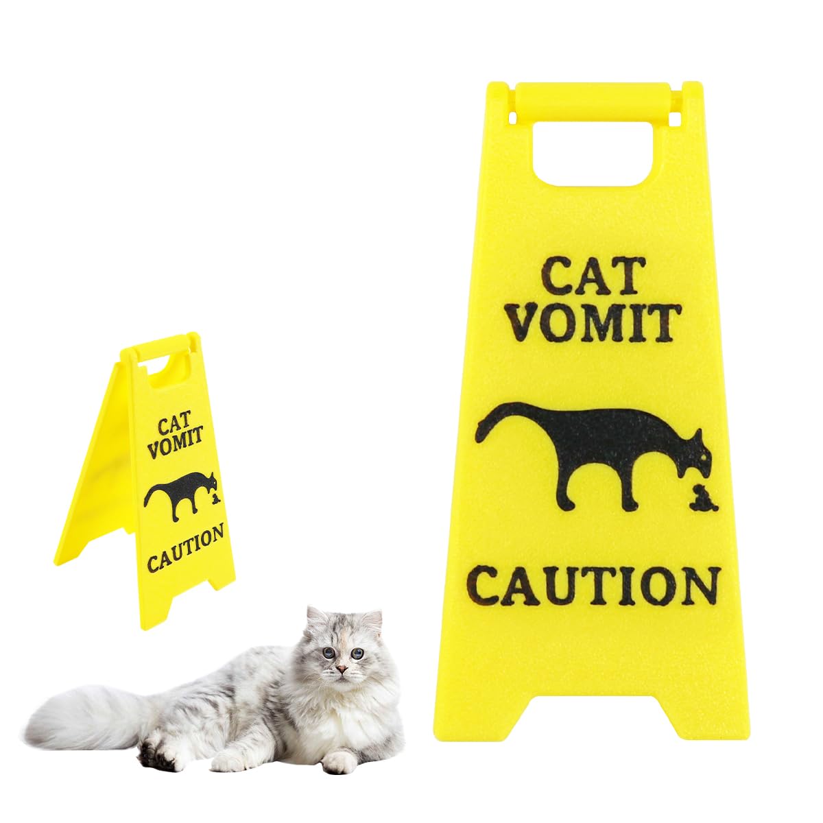 Lot De 4 Panneaux Humour 'Attention Vomi De Chat' - 10 Cm - Déco Fun Pour Amoureux Des Chats - 5