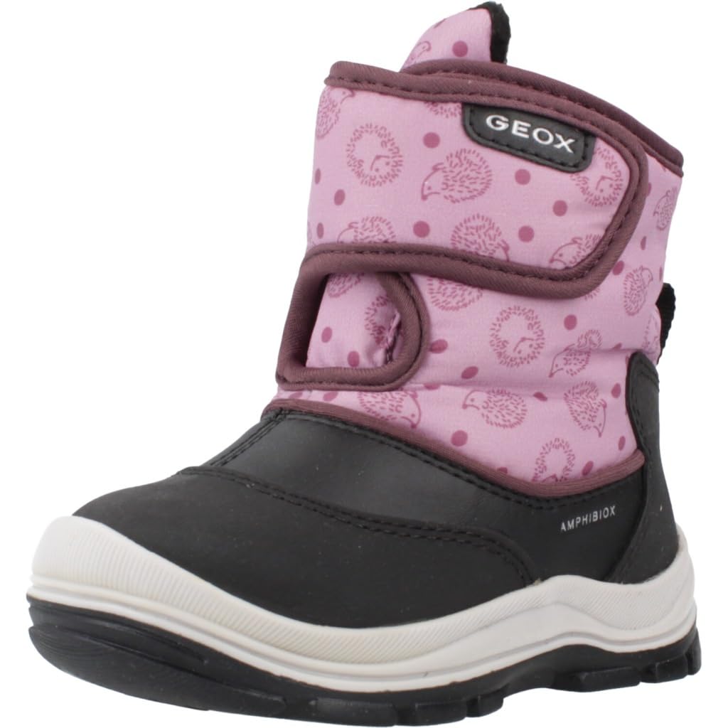 Geox Baby FLANFIL Girl B ABX Snow Boot, Black/Rose, 3 UK Child