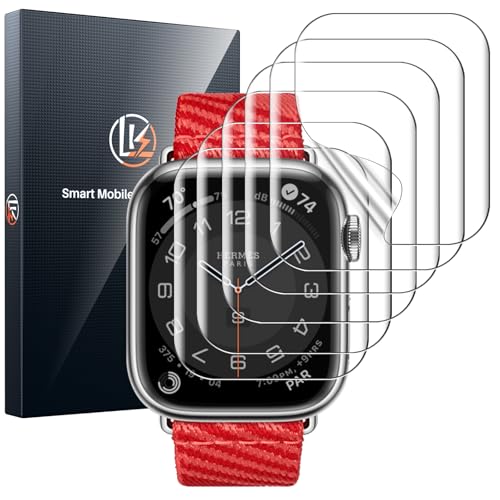 LK 6 Pack for Apple Watch Screen Protector 45mm Series 9 8 7 [New Version] Anti-Scratch, Self-Healing Soft TPU Screen Protector for Apple Watch 45mm, Bubble Free, HD Transparent, Touch Sensitive