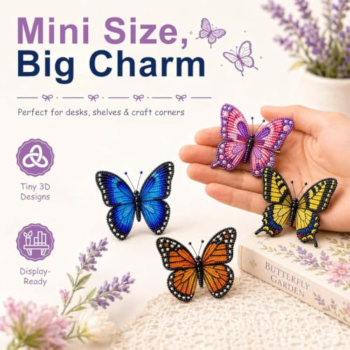 Image of PATPAT 3D Seed Beads Kit for Butterfly Animals Making with Bead, Charms and Instructions Tools Kit, Small Beads for Kids Activity for Embroidery, Art & Craft Projects, Home Decoration