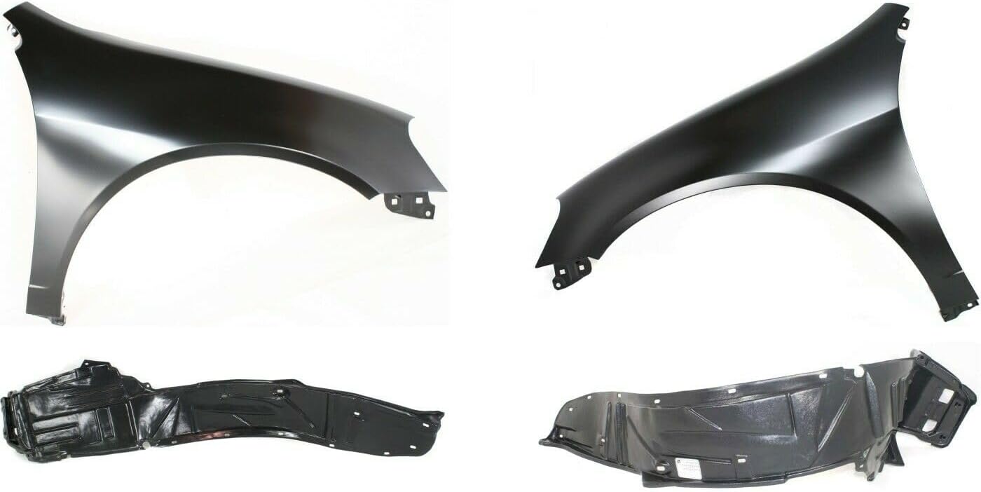 Quarter Panel 2pcs Front Left Driver Right Passenger Side Primed Steel without Molding Holes Kit for Acura for RSX Base/Type-S 2005-2006 14863850 74100S6MJ00