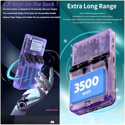 Image of R36S Retro Game Console 3.5 IPS, 64GB 15000+ Games, 13+ Emulators, Portable Handheld for Kids /Adults (Purple)