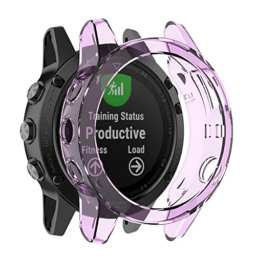 Coque pour Garmin Fenix 6 Pro et 6 cadre de protection souple en TPU transparent violet EZZON