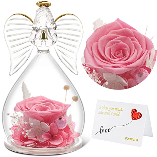 Yamonic Rosa Stabilizzata Vera in Figurine Angelo di Vetro, Idee...