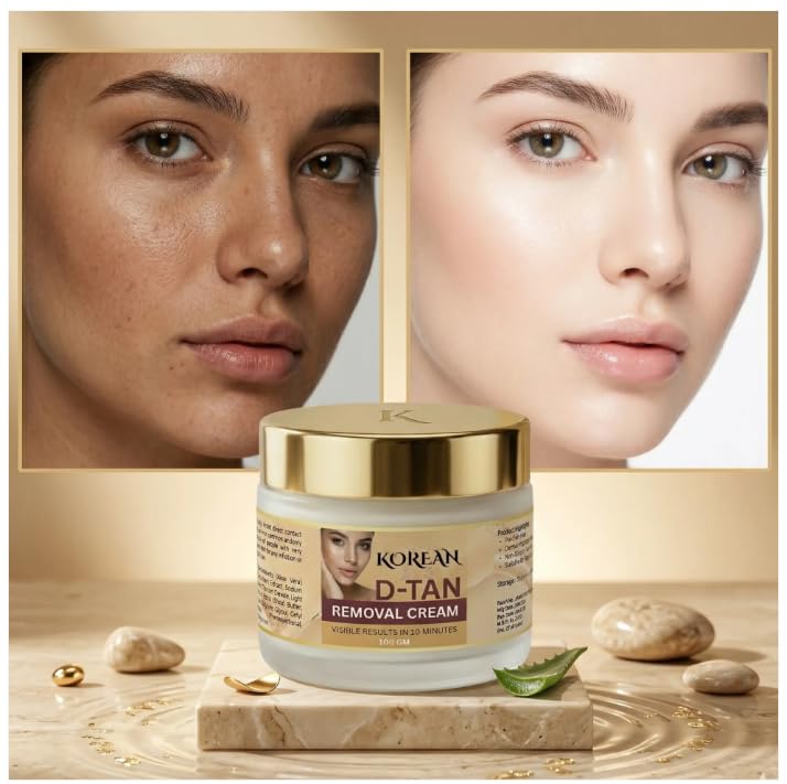 Image of Korean D-Tan Removal Cream Skin Brightening & Tan Removal Face and Body Cream for Dark Spots, Sun Tan, and Uneven Skin Tone (Pack of 1)