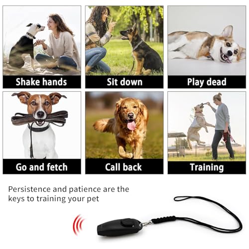 VQUNBG 2 Stück Hundepfeife Rütter Rückruf, Rückruf-Hundepfeifen Hochfrequenz Klicker, Hund Klicker und Pfeife 2 in 1 Für die Hundeausbildung(Schwarz/Rot)