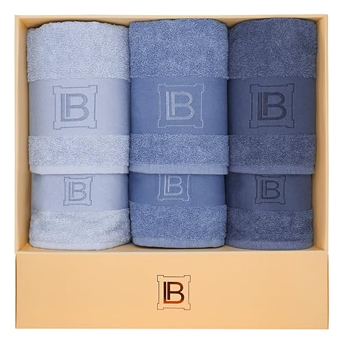 Laura Biagiotti, Cleunice Avio - Juego de Toallas de baño de Rizo de 6 Piezas, 3 Toallas de Cara + 3 Toallas de Invitados, Color Liso, Esponja 100% algodón, en Caja, Cleunice Avio