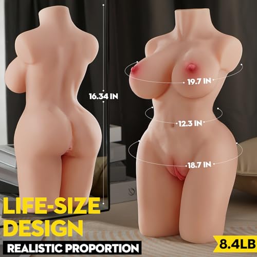 baiwatt Sex Doll Torso Male Sex Toys - Realistic Male Masturbator with Long Legs Shape Soft Boobs & Plump Butt, Built-in Skeleton Sex Dolls Adult Toys with Textured Pocket Pussy Vaginal & Anal Channel - Image 6
