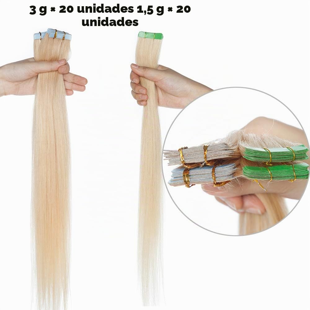 12"(30cm) SEGO Extensiones Adhesivas Pelo Natural VOLUMEN GRUESO [3g*20PCS] #6 Castaño Claro Cabello Humano sin Clip 100% Remy Liso Balayage (60g)
