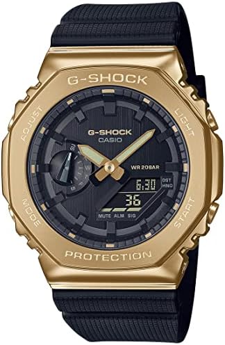Casio G-Shock GM-2100G-1A9DR Gold IP Black Analog-Digital Dial Black Resin Strap Men's Watch Shock and 200M Water Resistant G1278