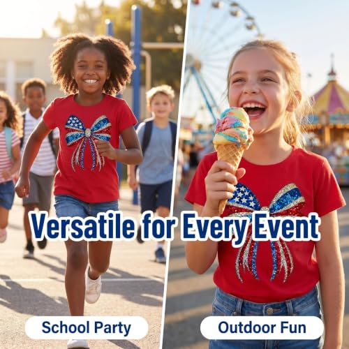 Image of 4th of July Shirts for Girls Patriotic American Flag Kids Clothing