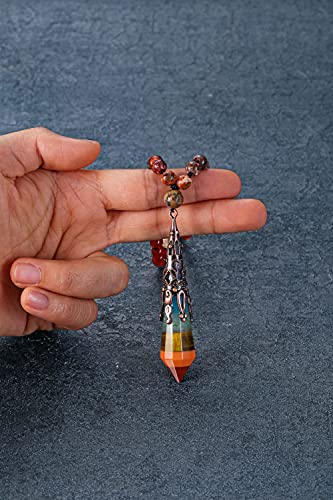 Jovivi 108 Mala Beads Bracelet Real Stones 7 Chakra Healing Crystals Necklace with 12 Facted Prism Pointed Pendant Reiki Energy Balancing Prayer Mala Beads for Meditation4