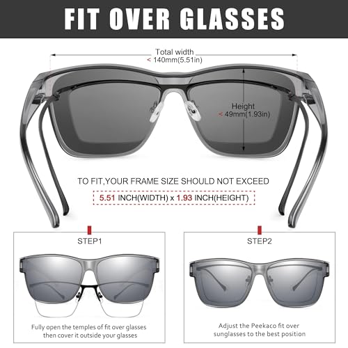 Image of Polarized Sunglasses Fit Over Glasses for Women Men, Oversized Square Sun Glasses UV400 Protection