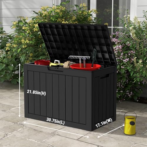 Mars Villa 45 Gallon Outdoor Storage Box, Resin Deck Box Waterproof, Storage Chest for Outside Patio Furniture Cushions, Pool Supplies, Garden Tools, UV Resistant and Weatherproof, Black - Image 3