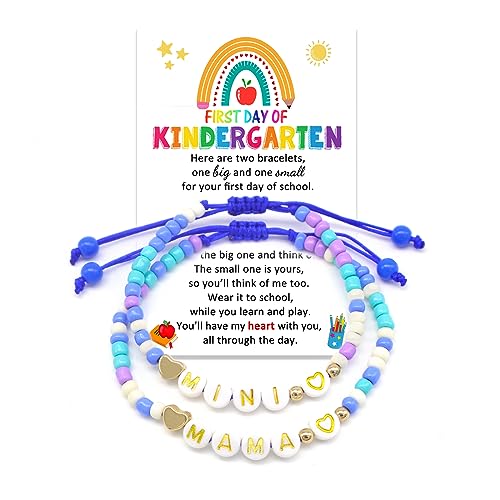 Image of First Day of Kindergarten /School Bracelet Gift, Multicolor Back to School Bracelet Mommy and Me