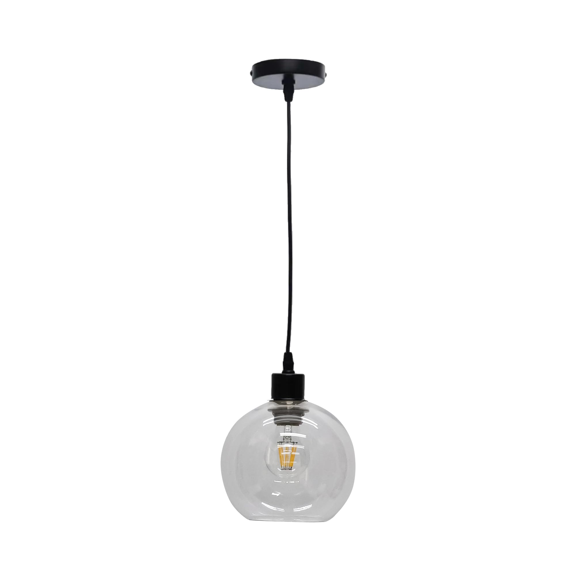 B&Q -  BarnumClear Glass Globe With Black Pendant Fitting