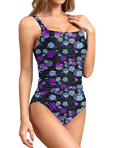 Image of Upopby Women's Vintage Padded Push up One Piece Swimsuits Tummy Control Bathing Suits Plus Size Swimwear