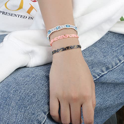 Image of KELITCH Adjustable Multi Strand Bracelets Colorful Miyuki Seed Beads Wrap Bracelets Bangle Women Jewelry