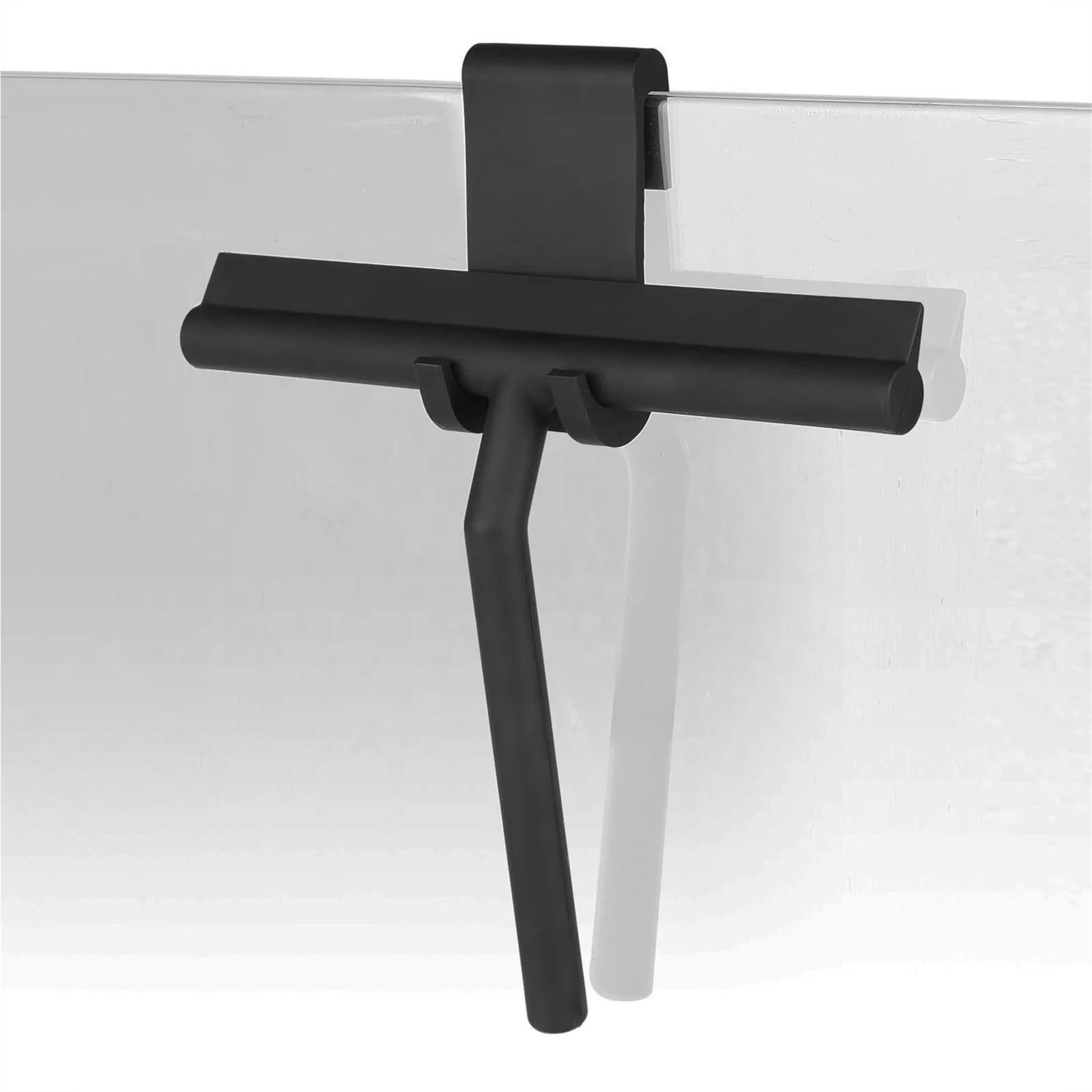 Duschabzieher Silikon-Rakel, streifenfreie Reinigung, Duschabzieher for Glas, Badezimmer, Duschtüren, Spiegel, Fliesen, Autofenster(Black with Holder)