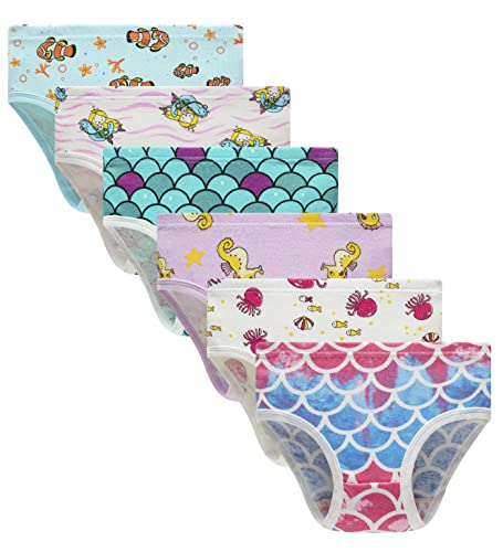 Cadidi Dinos Kids Series Toddler Mermaid Soft Cotton Panties Little Girls' Assorted Underwear (Pack Of 6) Size 5 6 #TOP4