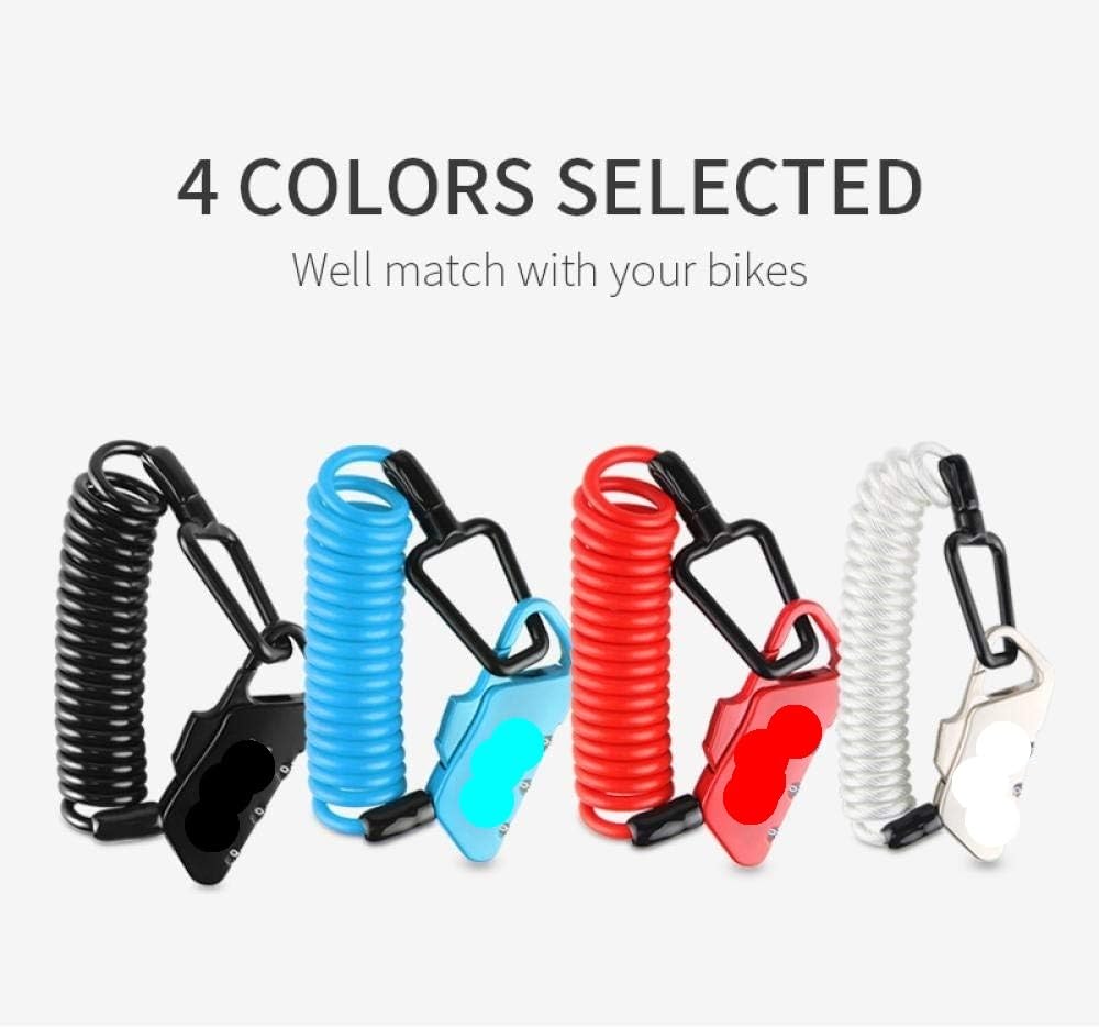 Cerraduras de bicicletas, cadenas Mini Contraseña Antirrobo Casco de Ciclismo Código Combinación Cable de Seguridad Bloqueo-Blanco (Color : Red) (Size : Black)