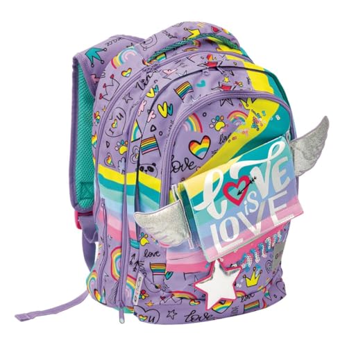 GOPOP 2022 Zaino Estensibile Round Love, per chi si sente colorata, coraggiosa e vincente, schienale 'comfort back', tasca frontale e interna, maniglia in tessuto,GG9K9410,Giochi Preziosi,Taglia unica