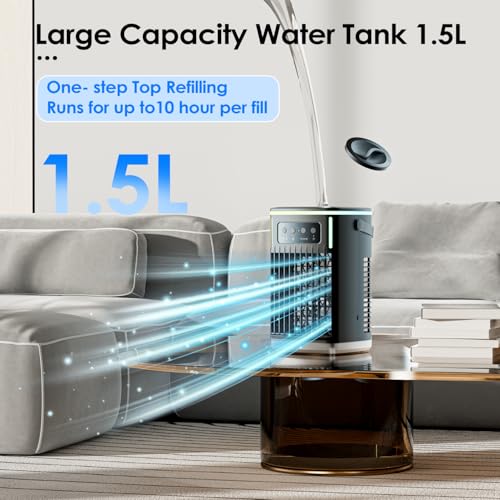 Portable-Air-ConditionersAir-Cooler-Evaporative-Personal1500ML-Cooling-fan-Air-Conditioner-with-Remote3-Wind-Speed-7-LED-Light3-Cool-Mist-2-8H-Timer-Portable-for-Room-Office-Camping