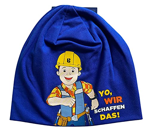 Bob der Baumeister Jungen Beanie-Mütze, Grafik-Druck, blau, Unisex Kinder Mütze
