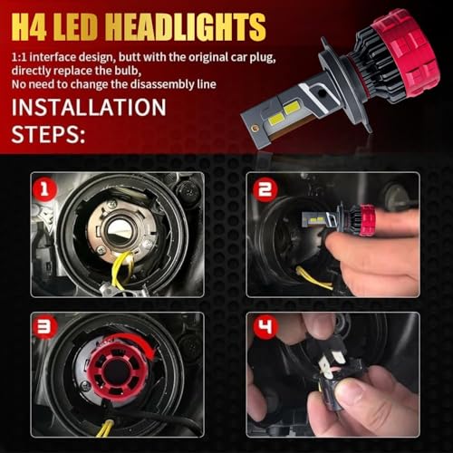 Image of Audio Wheels H4-110W Car Led Headlight Bulbs, 16,000 Lumens Super Bright LED Headlight Conversion Kit for Cars 6000K Cool White Quick Installation Halogen Replacement, Pack of 2
