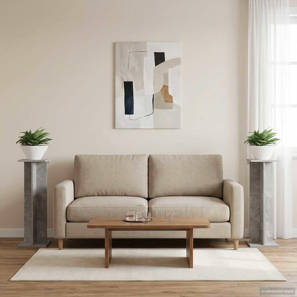 Juego de 2 soportes para plantas, taburetes para salón, color gris