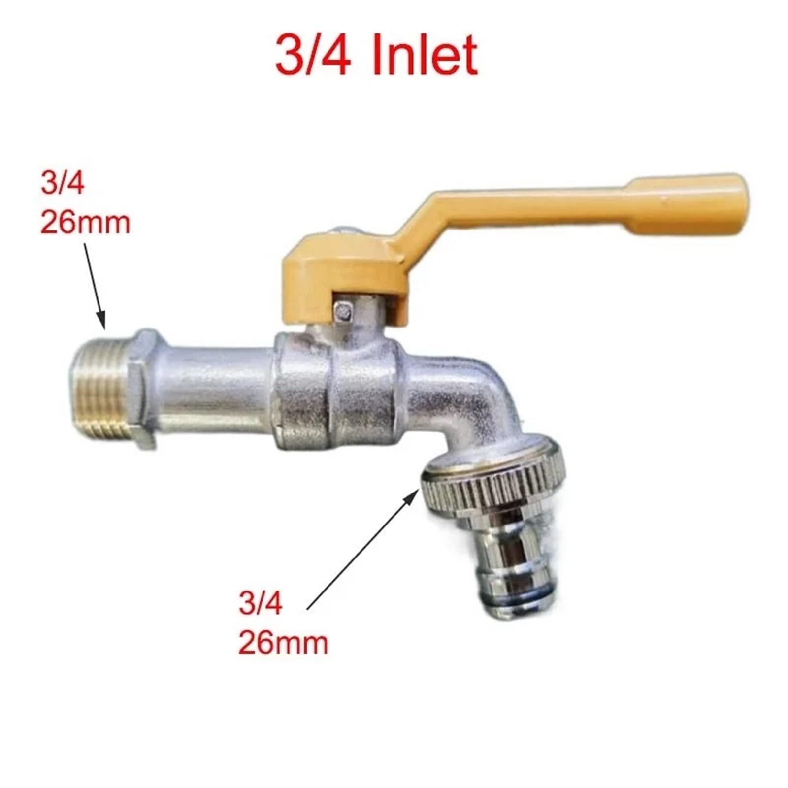 Válvula de grifo de palanca de jardín, bola de agua con conector doble/salida a prueba de heladas para manguera de tanque IBC (1 grifo de 26 mm)