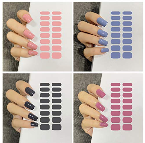 160 Pieces Full Wraps Nail Art Polish Stickers Self-Adhesive Nail Strips Solid Color Gradient Glitter Design Nail Decals Accessories Manicure Kits for Women Girls DIY Nail Art Designs 10 Sheets