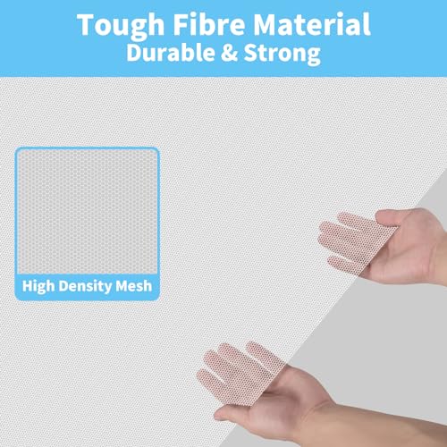 REDTRON DIY Window Screen with Zipper Opening (3 Piece, White), 130cm*150cm Self-Adhesive Window Screen Mesh, Adjustable Mosquito Window Net Keep Bugs/Flies Out - Image 2