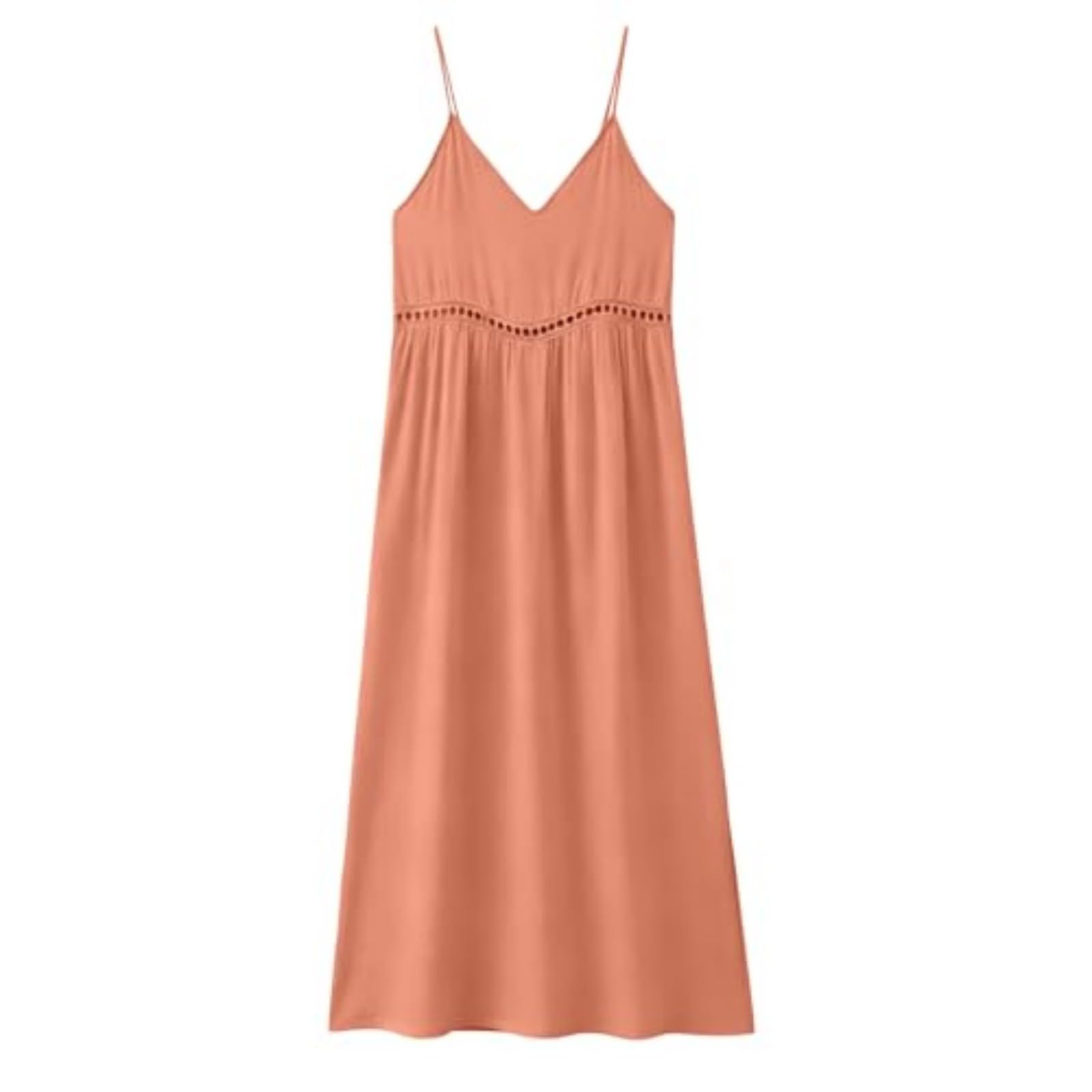 Abito estivo da donna in cotone, senza maniche, all'uncinetto, per il tempo libero, leggero e arioso, abito lungo da donna, estivo, stile boho, con scollo a V, spalline sottili