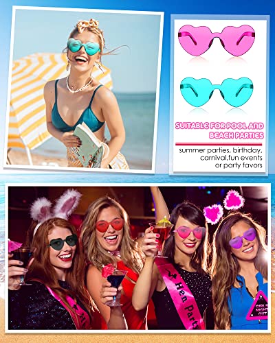 Konohan 54 Pairs Heart Glasses Bulk Valentine Colored Rimless Heart Shaped Frameless Transparent Candy Multicolored Sunglasses for Women Party Eyewear3