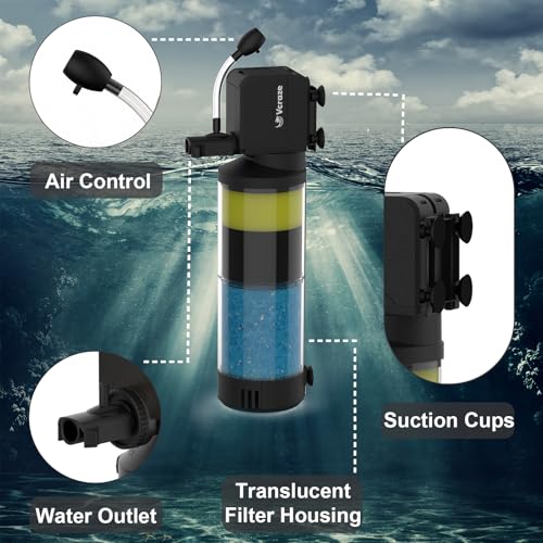 Image of 3-Stage Submersible Aquarium Filter for 10-40 Gallon Fish Tanks, Fish Tank Filter with Aeration /Rainfall Modes, Fish Filter Tank Filter Turtle Filter Reptile Filter for in-Tank Use