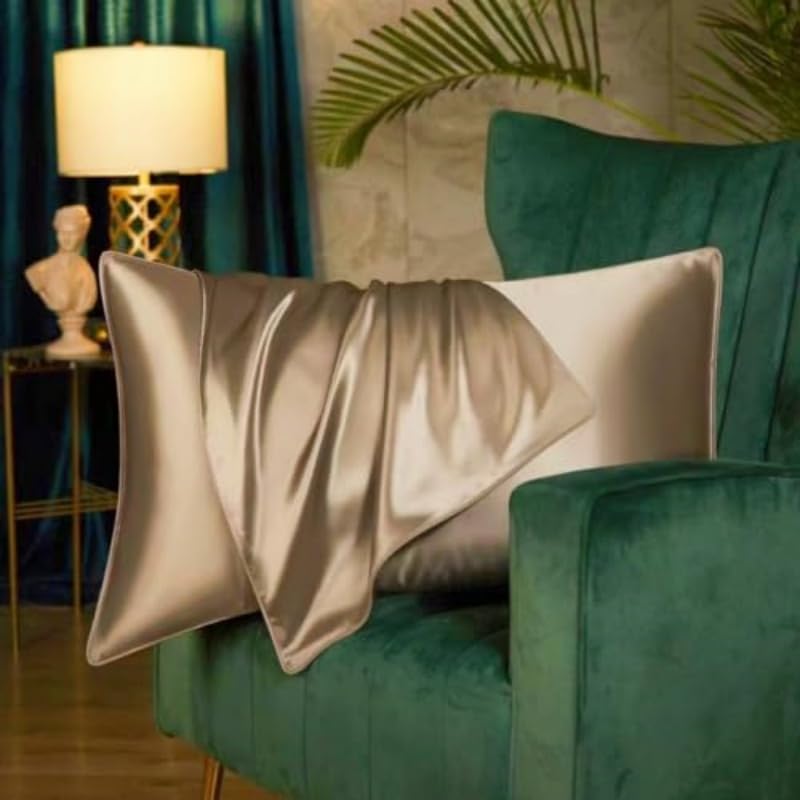 19 Momme Silk Pillowcase with Hidden Zipper, Double-Sided, Hair and Skin Care (Taupe, Standard 50x75cm)