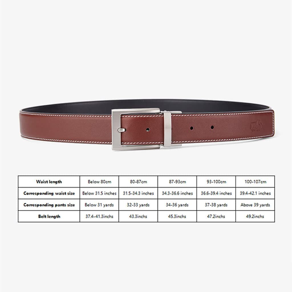 Ceinture en Jean décontractée pour Hommes 100% Cuir véritable avec Boucle en métal Mat Simple Ceinture Classique pour Le Travail et Les Affaires