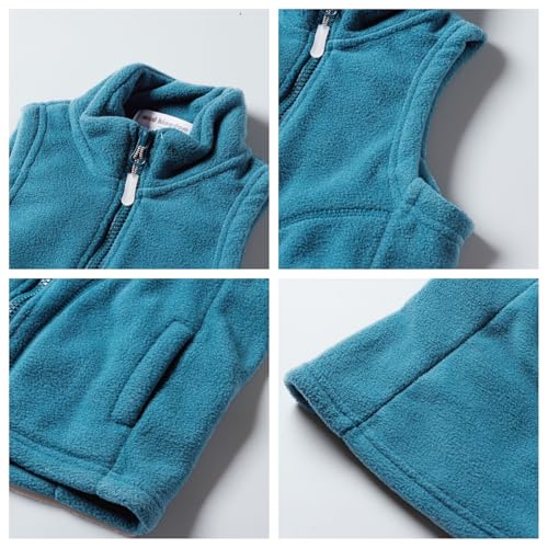 Image of Mud Kingdom Boys Girls Polar Fleece Vest Jacket Ligntweight Plain Vest Full Zipper Sleeveless