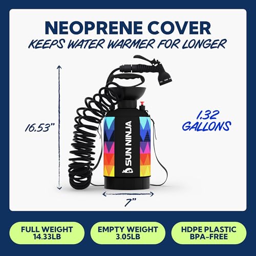 Image of SUN NINJA Portable Shower, Camping Shower with 7 Mode Shower Head