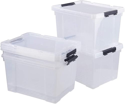 Miniatura 2 de Tstorage Caja de almacenamiento de plástico transparente de 40 cuartos de galón con tapa y ruedas, contenedor de almacenamiento grande, 4 paquetes