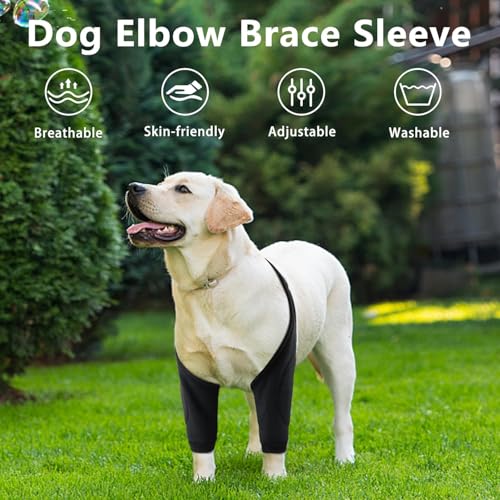 Image of Dog Elbow Protector for Front Leg Calluses, Dogs Joint Recovery Sleeve for Prevent Licking, Adjustable Dogs Elbow Pads Pet Leg Wound Care, Dog Knee Brace Protector Pads for Canine Sprain Arthritis,2XL